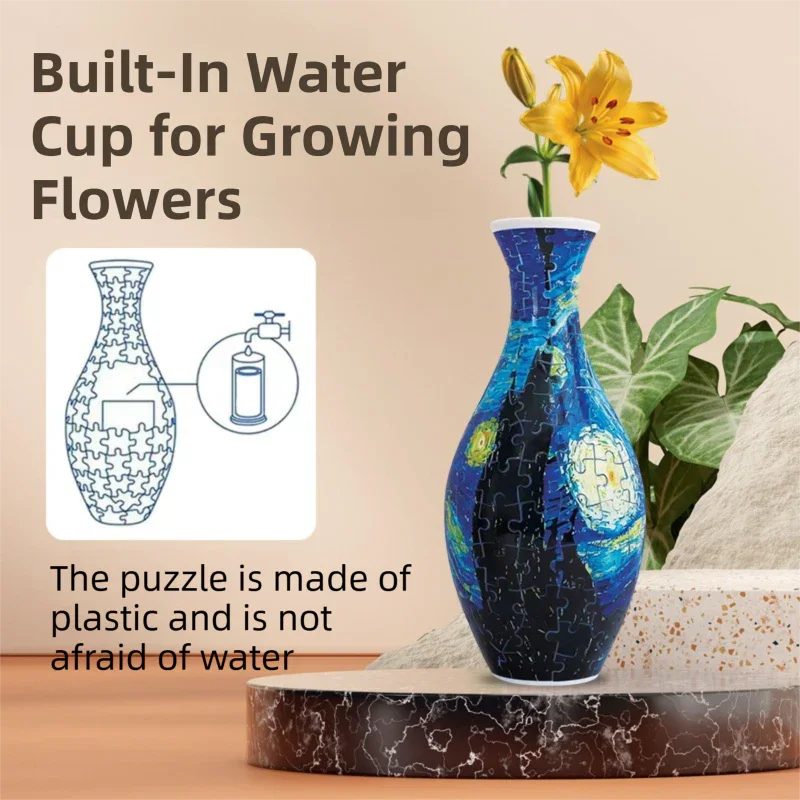 160 PCS Pop Art 3D Puzzle Vase - DIY Interlocking Flower Vase Kit, Home Decorative and Toy Gift for Mom