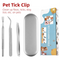 Stainless Steel Pet Tick Remover Tool Kit - Professional Fork, Double-Head Clip, and Curved Tweezers for Dogs and Cats