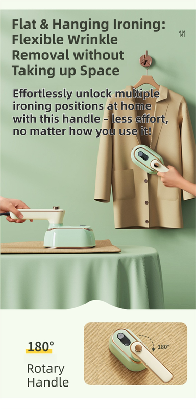 Green Foldable Handheld Garment Steamer & Portable Steam Iron - 15g/min & 70ML Travel Steamer for Apartment Living and Holiday Trips