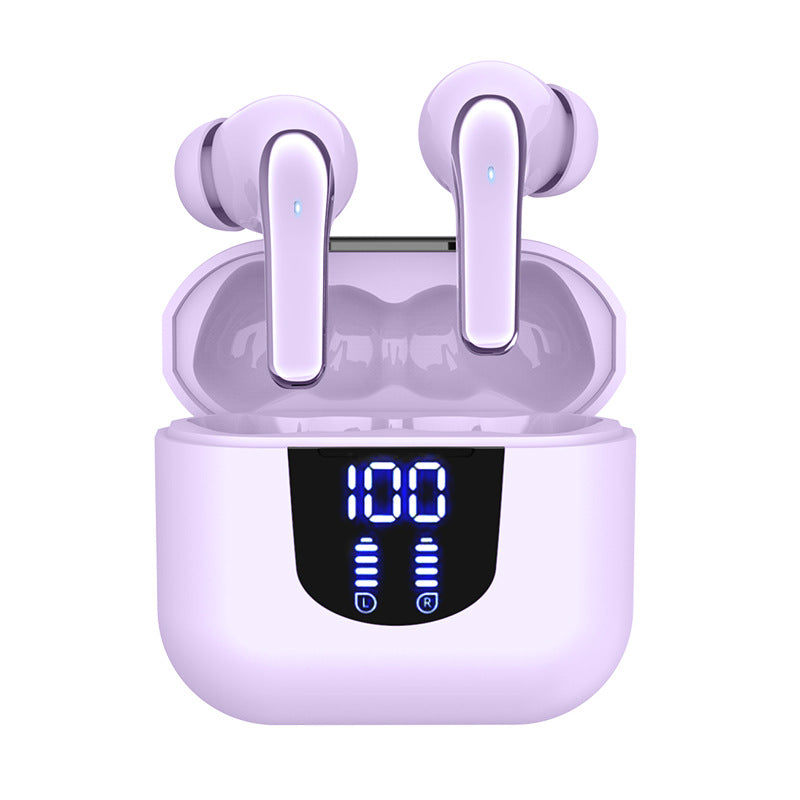 K06 True Wireless Stereo Earbuds (Purple) - Digital Display, Long Battery Life, High-Fidelity Sound, and Low Latency with IPX4 Water Resistance