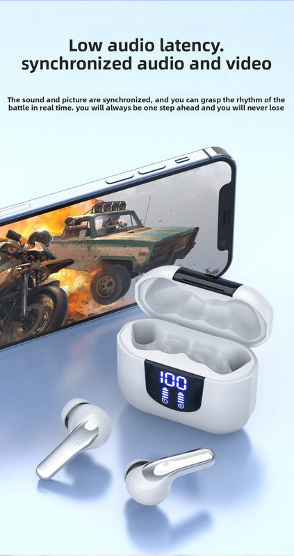 K06 True Wireless Stereo Earbuds (Black) - Digital Display, Long Battery Life, High-Fidelity Sound, and Low Latency with IPX4 Water Resistance