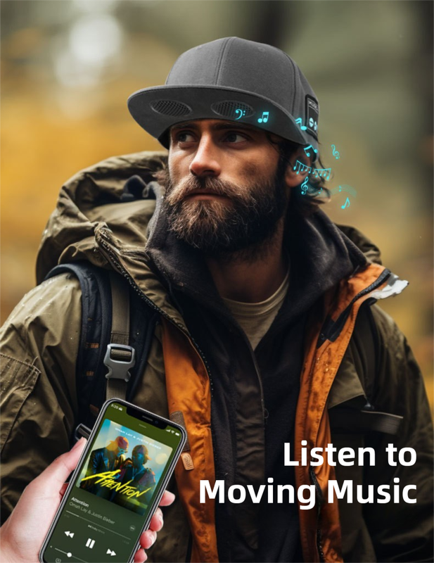 Light Grey Bluetooth 5.4 Music Adjustable Sun Hat - Wireless Audio Speaker Cotton Cap for Sports, Golf, and Outdoor Activities