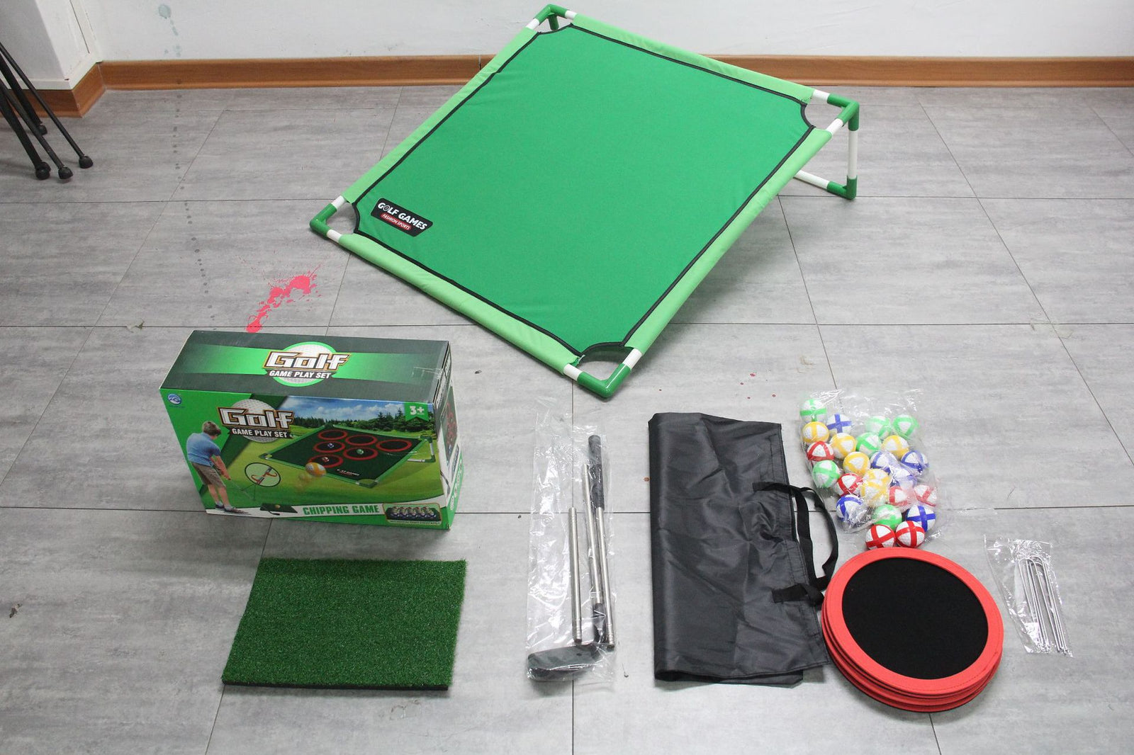 Indoor/Outdoor Golf Hitting Target Game Mat with Stand & Storage Bag - Family Fun Interactive Sports Toy and Practice Aid