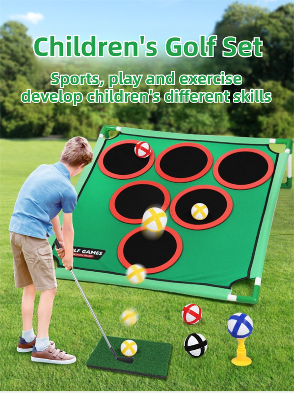 Indoor/Outdoor Golf Hitting Target Game Mat with Stand & Storage Bag - Family Fun Interactive Sports Toy and Practice Aid