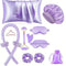 12-Piece Heatless Hair Curler Set for Damage-Free Curls & Comfortable Sleep - Soft Sponge Sleep-In Rollers for DIY Styling (Purple)