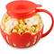 2.25QT Red Borosilicate Glass Microwave Popcorn Popper - Healthy Chemical-Free Snack Maker - Dishwasher Safe & Wide Mouth Design