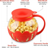 2.25QT Red Borosilicate Glass Microwave Popcorn Popper - Healthy Chemical-Free Snack Maker - Dishwasher Safe & Wide Mouth Design