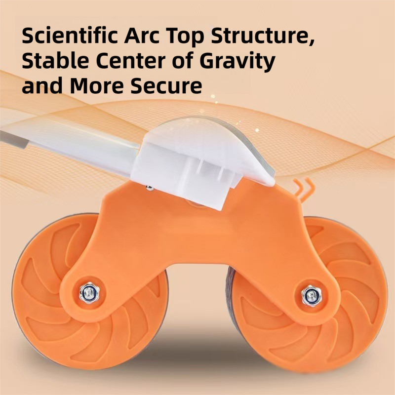 Orange Multifunctional Abdominal Roller with Automatic Rebound - Core Strength Trainer with Extra-Wide Double Wheels and Kneeling Mat for Home Gym