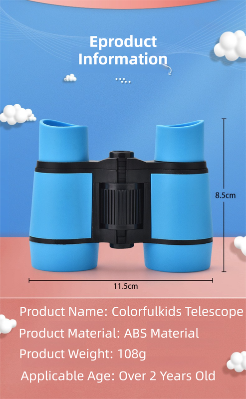 Red 6X30 Lightweight Kids Binoculars with Non-Slip Colorful Rubber Grips - Educational Outdoor Exploration Toy with Shoulder Strap