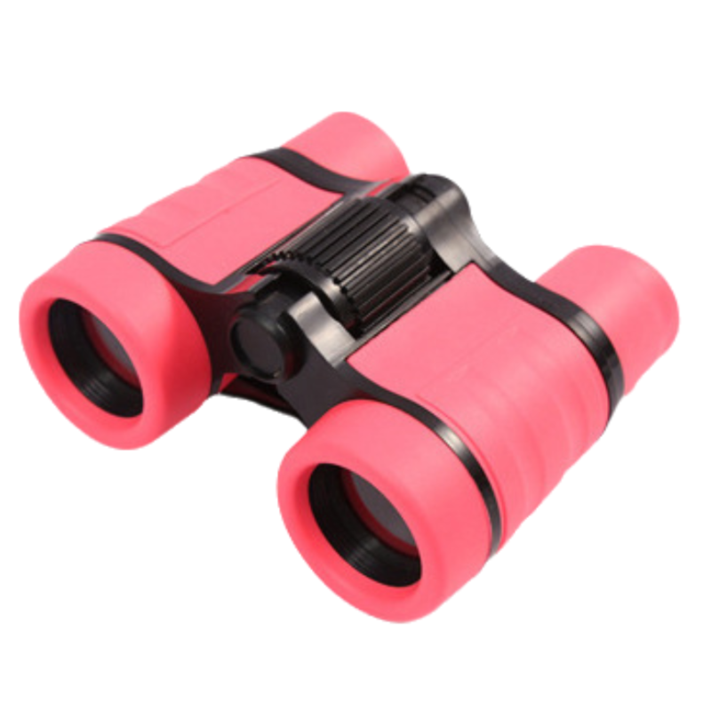 Pink 6X30 Lightweight Kids Binoculars with Non-Slip Colorful Rubber Grips - Educational Outdoor Exploration Toy with Shoulder Strap