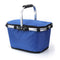 Blue Foldable Insulated Picnic Basket With Zipper Lid & Handle - Modern Minimalist Large Capacity Thermal Shopping Basket for Grocery, Camping, and Meal Delivery