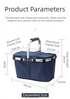 Dark Blue Foldable Insulated Picnic Basket With Zipper Lid & Handle - Modern Minimalist Large Capacity Thermal Shopping Basket for Grocery, Camping, and Meal Delivery