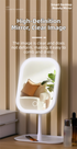 Portable LED Makeup Mirror with Integrated Fill Light & Storage Chassis - 360°Rotatable High-Definition Stylish Tabletop Vanity Mirror(White)