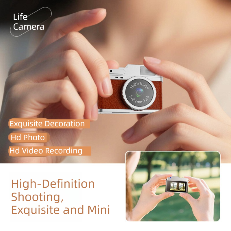 Retro Style Ultra-Mini Thumb Cam for Vlogging (White) - Portable Digital Photo & Video Recorder with 32GB Memory Card & 0.96