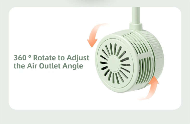 Green Foldable Bladeless Neck Fan - Portable Turbine Fan with 3-Speed & 360° Flexible Silicone Hose for Travel, Office, and Outdoor Use