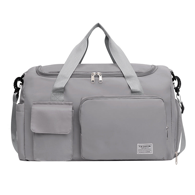 Grey Lightweight & Waterproof Sports Gym Bag with Separate Shoe Compartment, Adjustable Strap and Multiple Pockets - Large-Capacity Travel Duffel for Workout, Business & Getaways