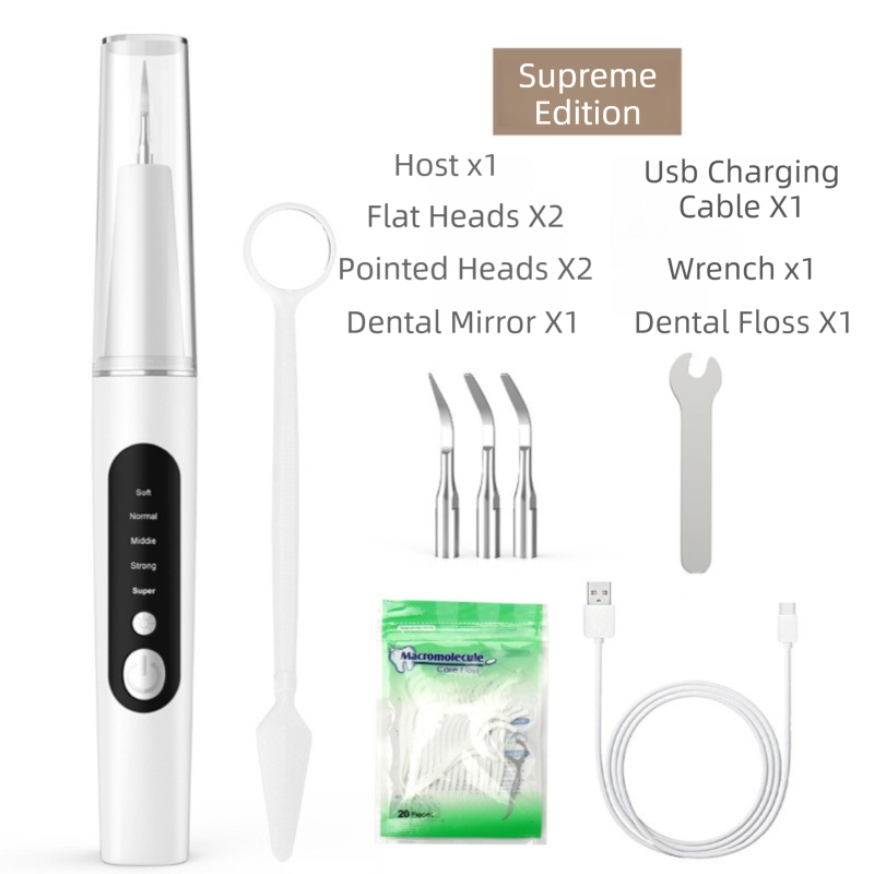 Professional Waterproof Ultrasonic Pet Tooth Cleaner - Dog Cat Painless Calculus and Stain Remover Kit with 4 Cleaning Heads, LED, UV Disinfection, Oral Mirror & Dental Floss