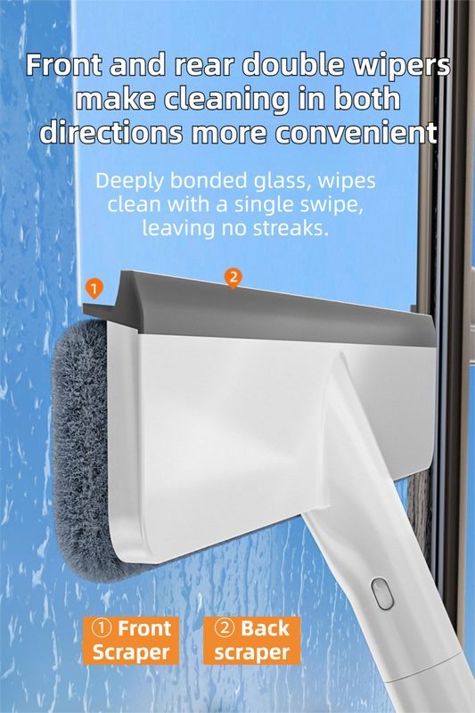 3-in-1 Spray Window Squeegee with 35cm Clean-Panel & 115cm Extension Pole - Multi-functional Spray, Scrub & Squeegee Tool with 3 Microfiber Cloths