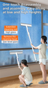 3-in-1 Spray Window Squeegee with 35cm Clean-Panel & 115cm Extension Pole - Multi-functional Spray, Scrub & Squeegee Tool with 3 Microfiber Cloths