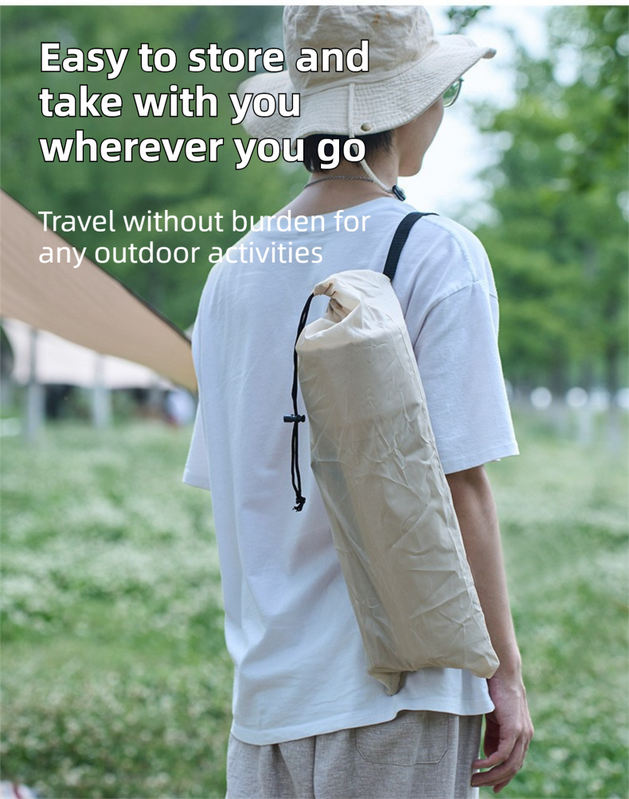 Beige Portable Folding Camping Chair with Backrest & Storage-Bag - Ultra-Light Aluminum Alloy Lawn Chair, Beach & Balcony Travel Seating