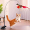 Interactive Self-Play Cat Wand with Suction Base, Feather & Bell - Automatic Bouncing Teaser(Blue)