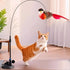 Interactive Self-Play Cat Wand with Suction Base, Feather & Bell - Automatic Bouncing Teaser(Black)
