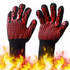 One Pair Red Extreme Heat Resistant BBQ Gloves (800°C/1472°F) - Non-Slip Silicone Coated Fireproof Mitts for Smoker, Oven & Industrial Use