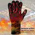One Pair Red Extreme Heat Resistant BBQ Gloves (800°C/1472°F) - Non-Slip Silicone Coated Fireproof Mitts for Smoker, Oven & Industrial Use