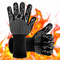 One Pair Grey Extreme Heat Resistant BBQ Gloves (800°C/1472°F) - Non-Slip Silicone Coated Fireproof Mitts for Smoker, Oven & Industrial Use
