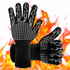 One Pair Grey Extreme Heat Resistant BBQ Gloves (800°C/1472°F) - Non-Slip Silicone Coated Fireproof Mitts for Smoker, Oven & Industrial Use