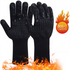 One Pair Black Extreme Heat Resistant BBQ Gloves (800°C/1472°F) - Non-Slip Silicone Coated Fireproof Mitts for Smoker, Oven & Industrial Use