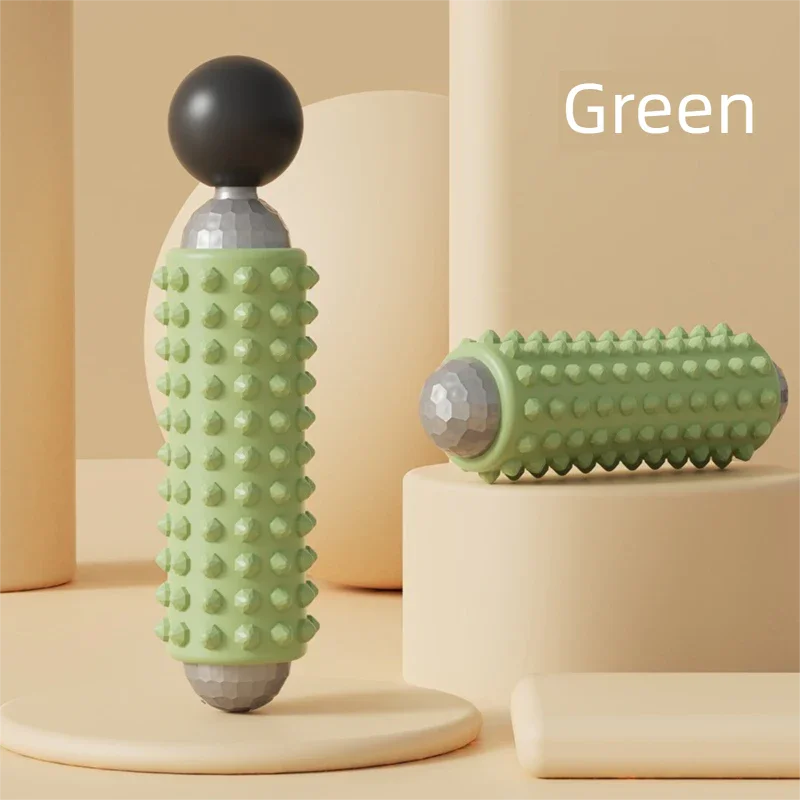 Green Portable Electric Yoga Massage Roller - Handheld Fitness Recovery Tool, Deep Tissue Muscle Relaxer & Fascia Release Stick