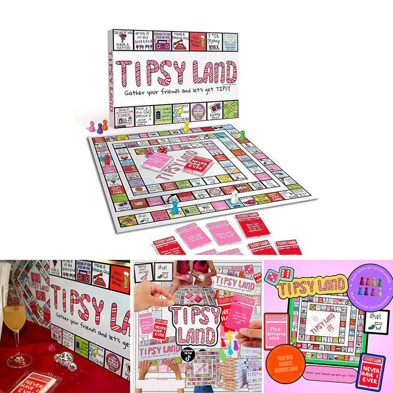 Tipsy Land Party Card & Board Set - Premium Drinking Game and Hilarious Social Icebreaker for Parties & Game