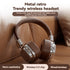 Brown & Sliver Stylish Retro Wireless Bluetooth & Plug Hi-Fi Stereo Headphones - Glowing LED Gaming Sports Over-Ear Headset with 10m Range, TypeC-Charging