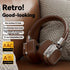 All-Black Stylish Retro Wireless Bluetooth & Plug Hi-Fi Stereo Headphones - Glowing LED Gaming Sports Over-Ear Headset with 10m Range, TypeC-Charging