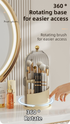 White 360° Rotating Makeup Brush Holder with Transparent Dust-Proof Sliding Door - Large Capacity Cosmetic Organizer, Professionaln Gradient Dual Zones