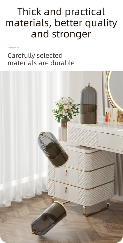 White 360° Rotating Makeup Brush Holder with Black Transparent Dust-Proof Sliding Door - Large Capacity Cosmetic Organizer, Professionaln Gradient Dual Zones