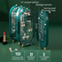 Green 4-Layer Retractable Screen-Style Jewelry Display Stand With Mirror Zone - Dust-Proof Necklace & Earring Organizer Case for Vanity