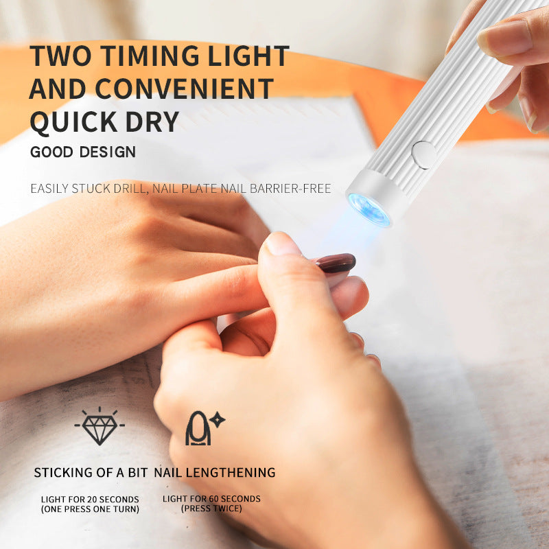 Blue Mini Handheld LED/UV Manicure Light with Digital Display - Portable One-Finger Curing Pen