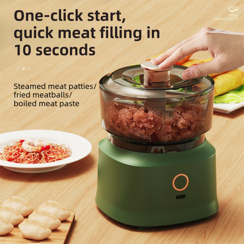 Green Wireless Electric Kitchen Grinder -  Portable 150ml Baby Food Maker with 3 Stainless Steel Blades, USB Charging