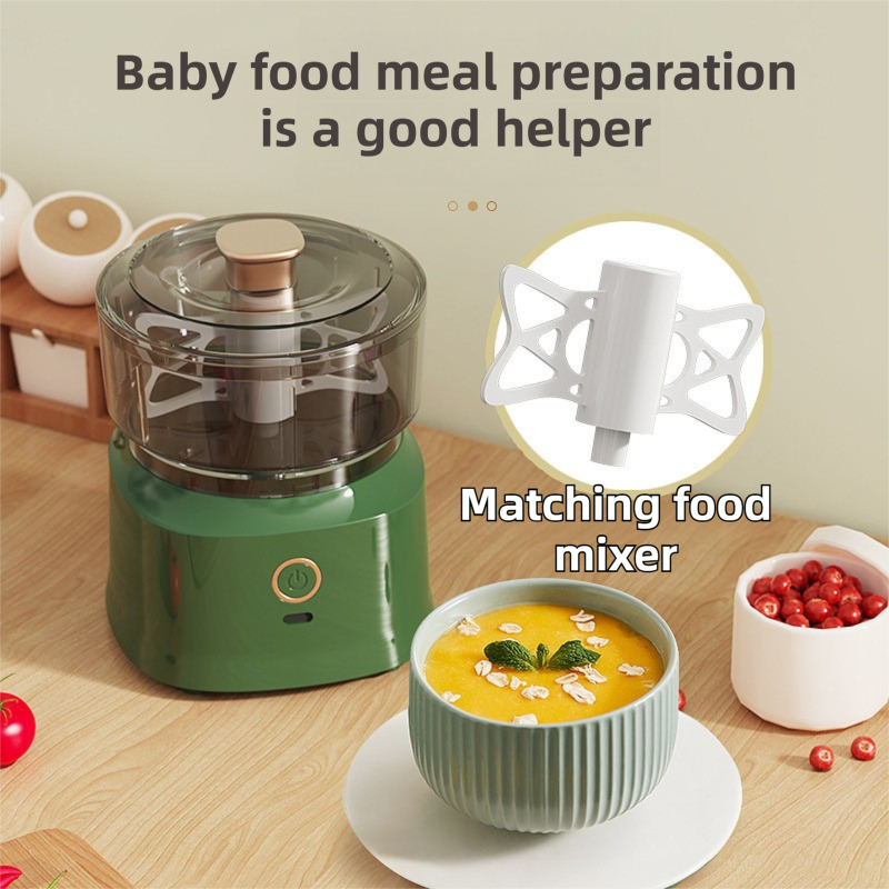 Green Wireless Electric Kitchen Grinder -  Portable 150ml Baby Food Maker with 3 Stainless Steel Blades, USB Charging