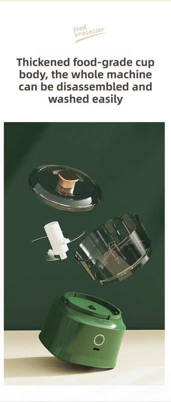 Green Wireless Electric Kitchen Grinder -  Portable 150ml Baby Food Maker with 3 Stainless Steel Blades, USB Charging