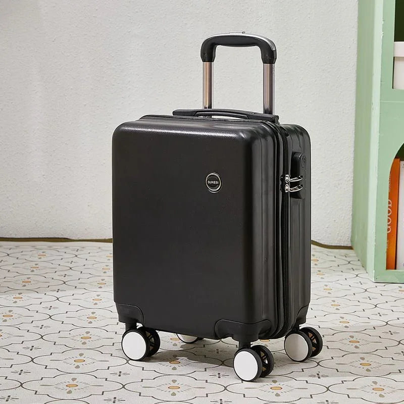 Black 14 Inch Lightweight Carry-on Luggage for heights under 1.6m - Underseat & Overhead Cabin Hardside Suitcase