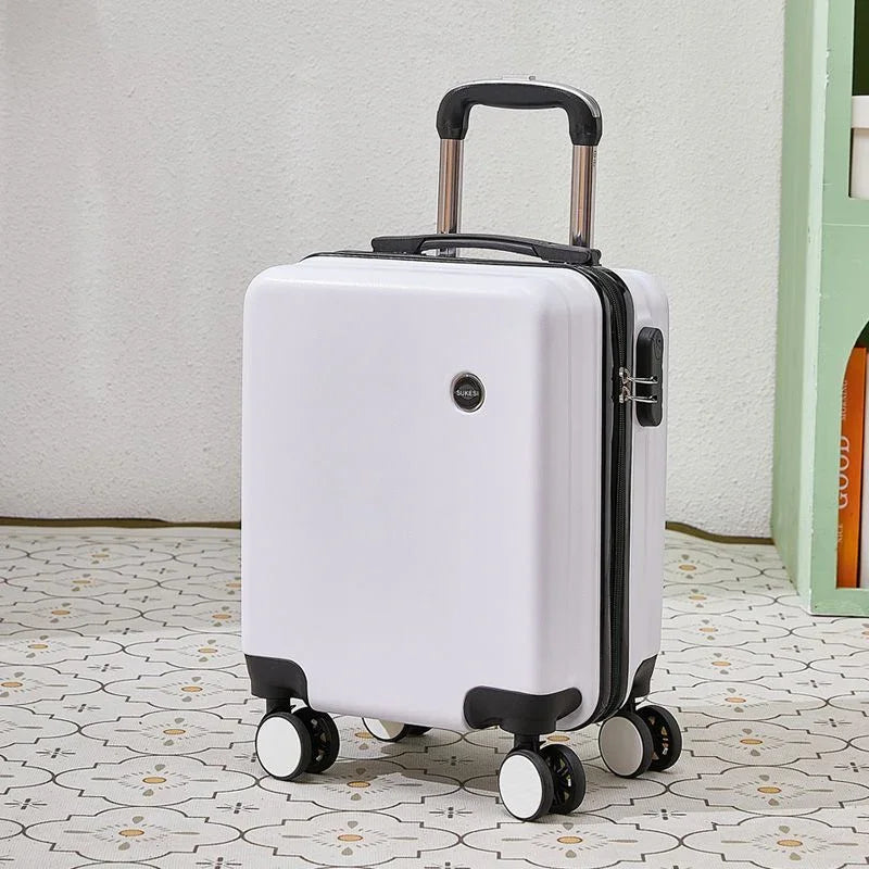 White 14 Inch Lightweight Carry-on Luggage for heights over 1.6m - Underseat & Overhead Cabin Hardside Suitcase