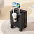 Black 14 Inch Lightweight Carry-on Luggage for heights over 1.6m - Underseat & Overhead Cabin Hardside Suitcase with Cup Holder & Phone Stand