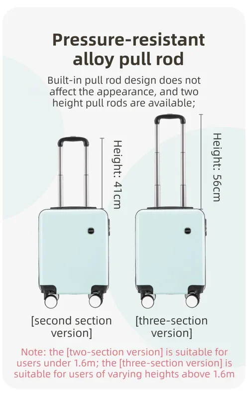 Black 16 Inch Lightweight Carry-on Luggage for heights under 1.6m - Underseat & Overhead Cabin Hardside Suitcase with Cup Holder & Phone Stand