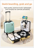 Black 16 Inch Lightweight Carry-on Luggage for heights over 1.6m - Underseat & Overhead Cabin Hardside Suitcase with Cup Holder & Phone Stand