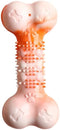 2-Pack Durable TPR Squeaky Dog Bone with Two-Tone Paw Print - Dental Health & Gum Massage Spiked Molar Toy(Orange-White)