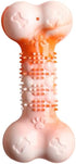 2-Pack Durable TPR Squeaky Dog Bone with Two-Tone Paw Print - Dental Health & Gum Massage Spiked Molar Toy(Orange-White)