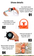 Orange Foldable 6-Claw Pet Pooper Scooper with Integrated Waste Bag Dispenser & 1 Roll of Bags - Durable One-Handed Operation for Outdoor Walking